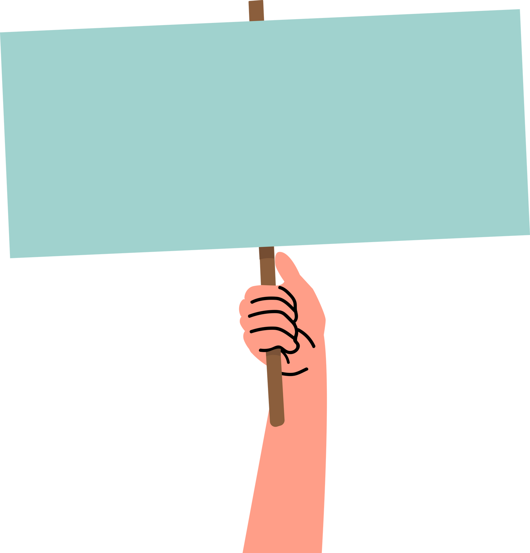 hands holding empty board